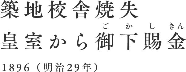 築地校舎焼失 皇室から御下賜金